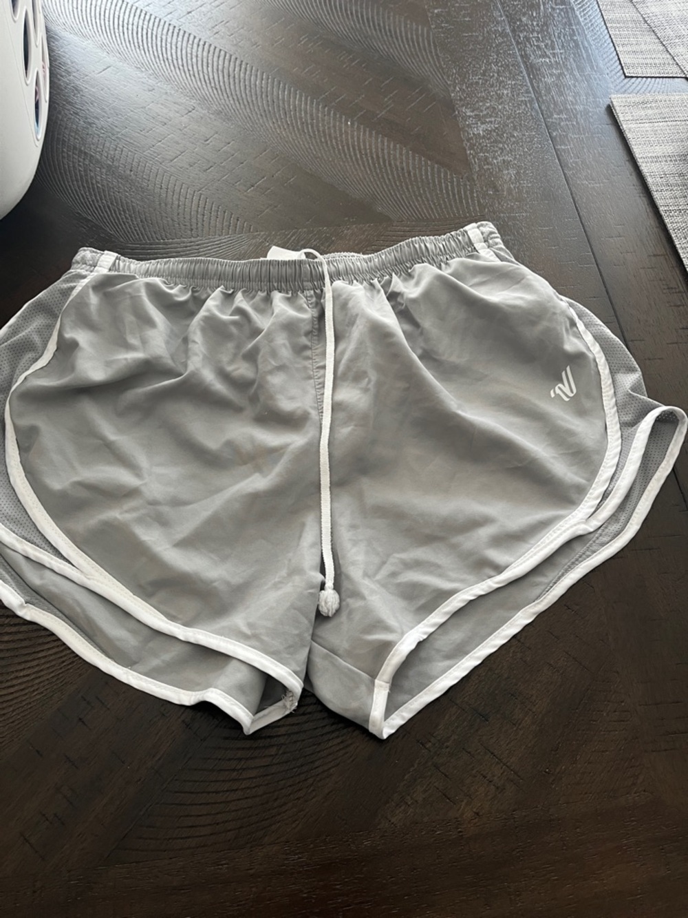 Women’s Light Gray Athletic Shorts with White Trim